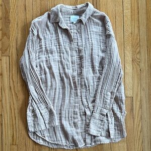 sundays Tan Gauzy Cotton Button-Up Shirt | S